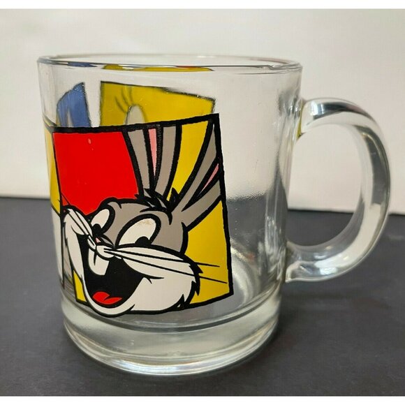 Looney Tunes coffee mug 1994 Bugs Bunny Sylvester Tweety souvenir travel 3 3/4" - Picture 1 of 9